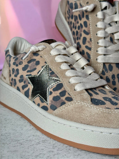 Leopard Pop Silver Low-Top Sneakers