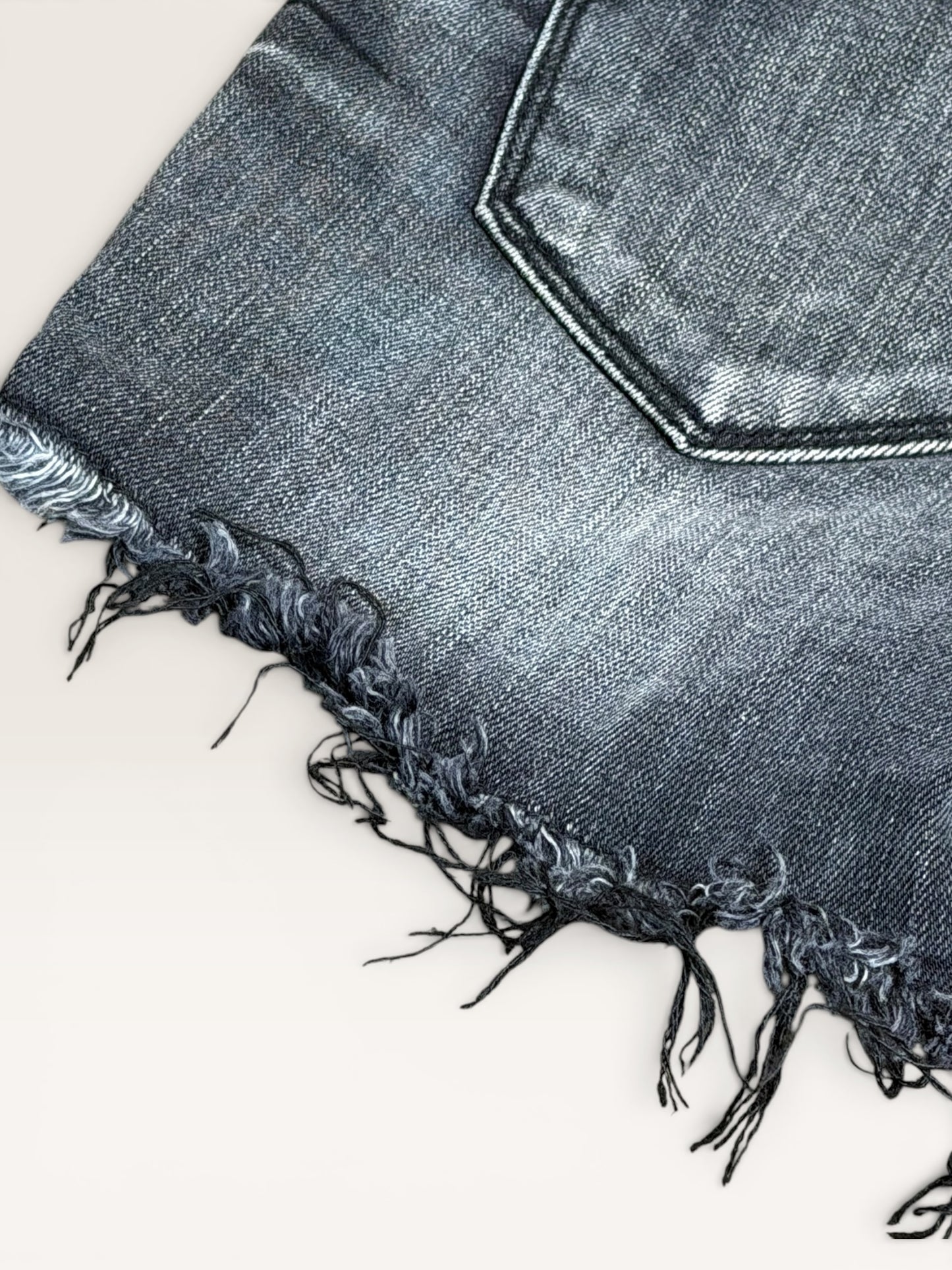 Black Deisel Distressed Hem Denim Shorts