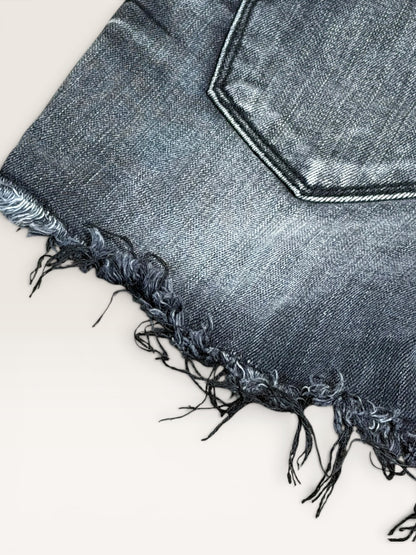 Black Deisel Distressed Hem Denim Shorts