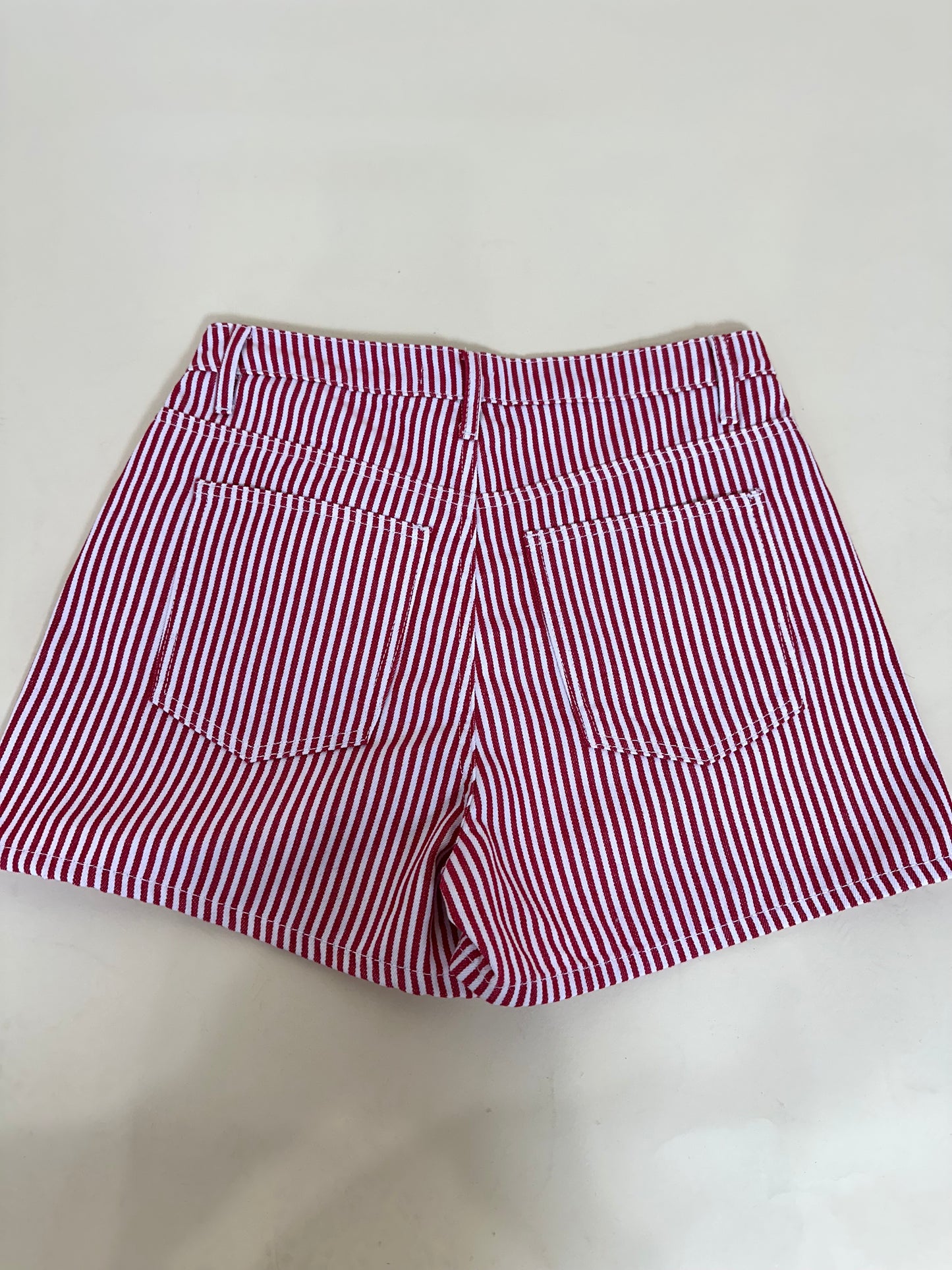 Welcome To America Striped Denim Shorts