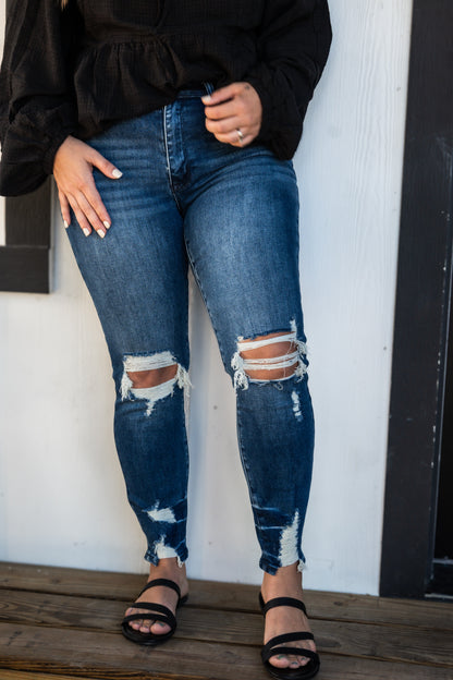 Sara Sage Distressed Skinny Jeans