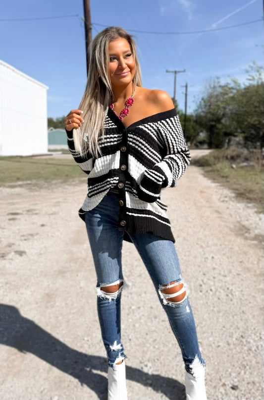 Onyx Eclipse Textured Knit Cardigan