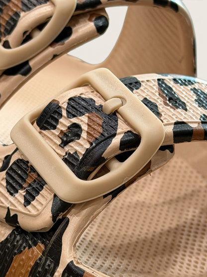Retro Leopard Double Buckle Slippers