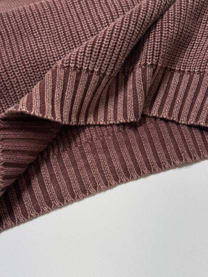 Brown Mineral Wash Knit Button Sweater