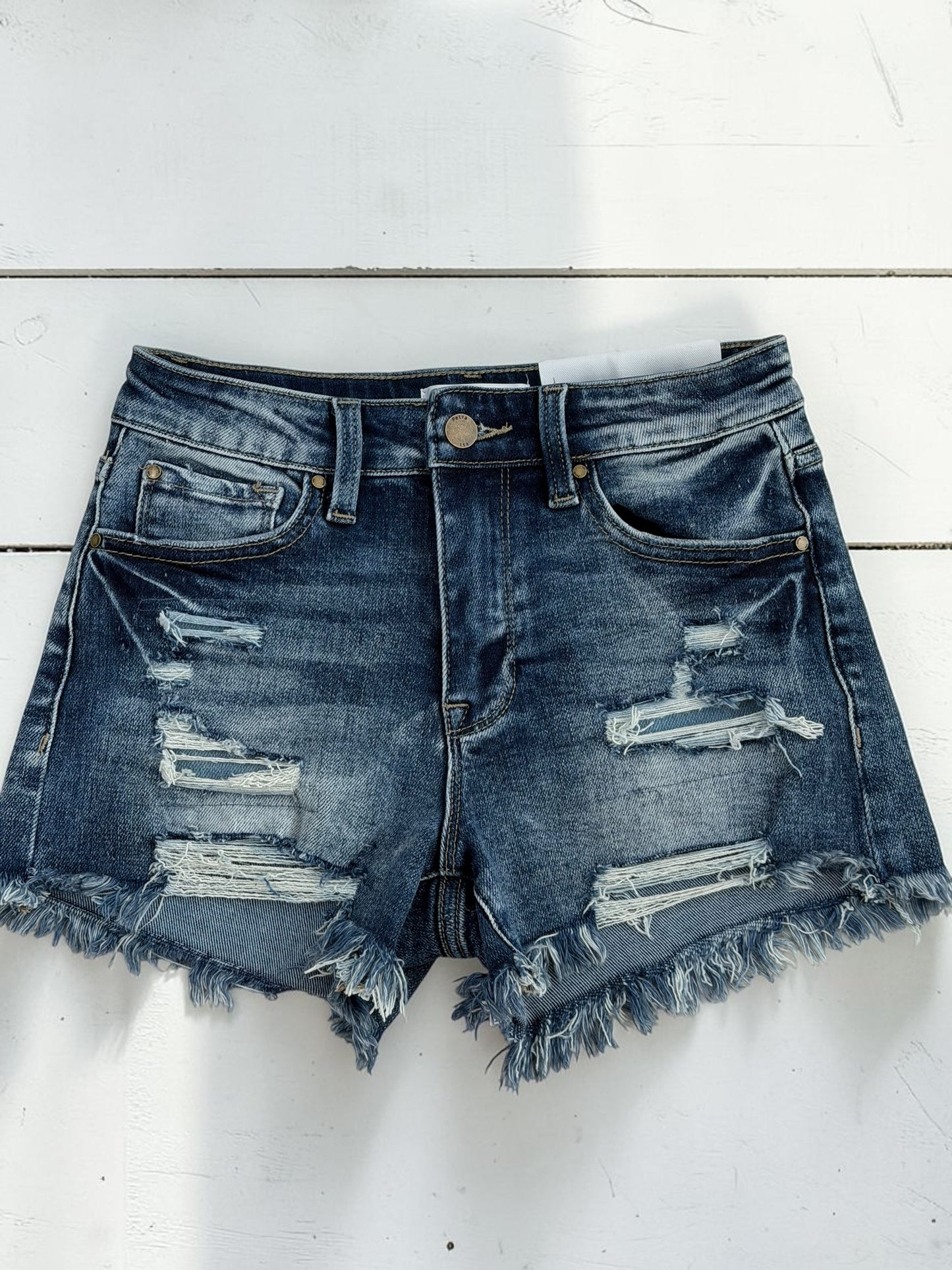 Jasmine Dark Wash Distressed Denim Shorts