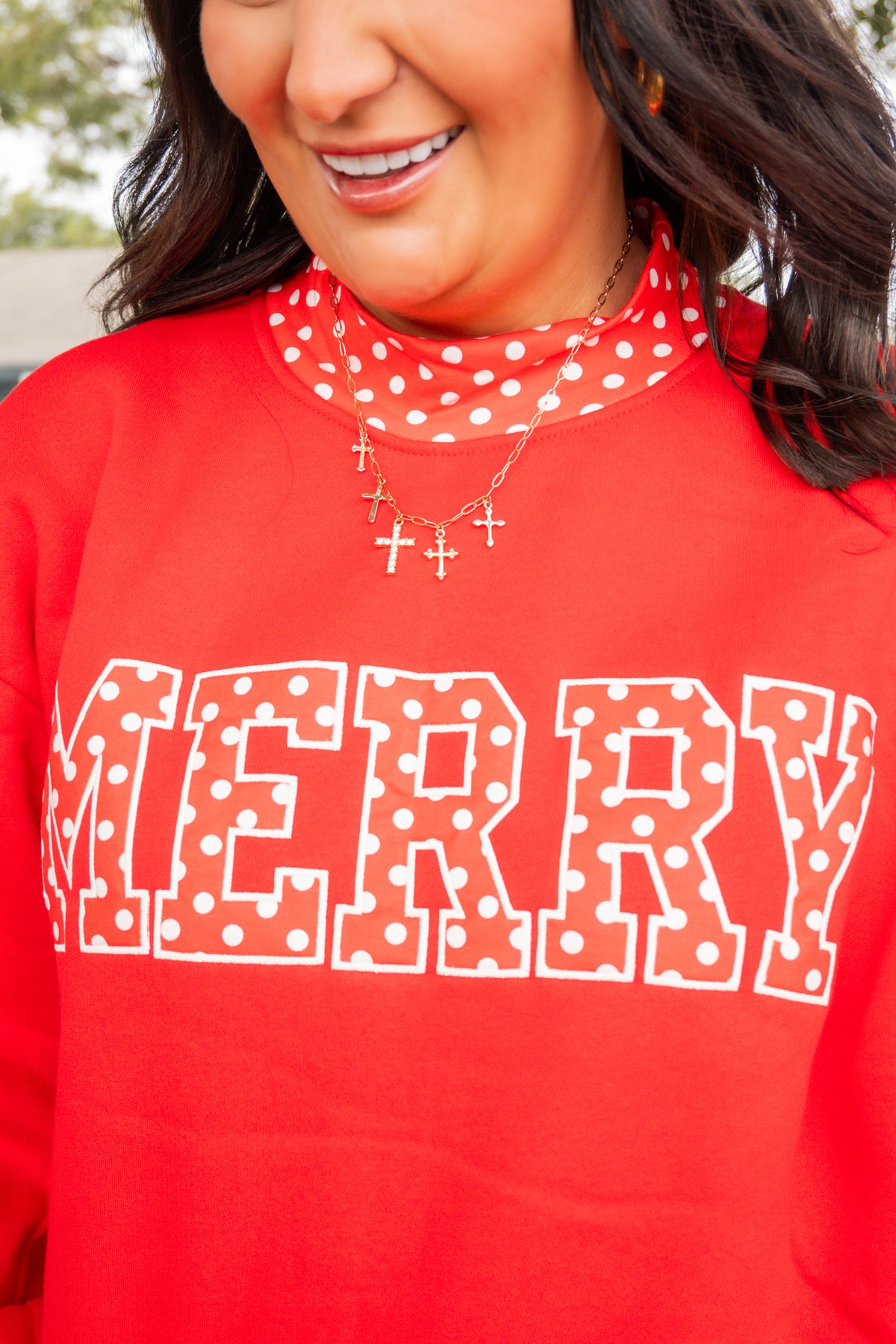 MERRY PolkaDot Mock Neck Sweatshirt