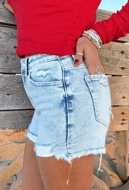 Luna Light Wash Denim Shorts