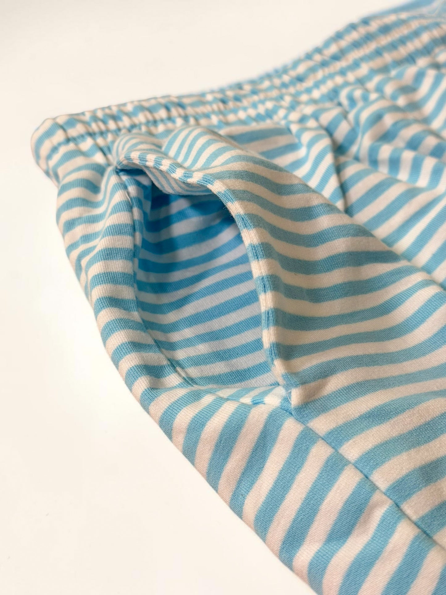 Sky Blue Stripe Shorts Set