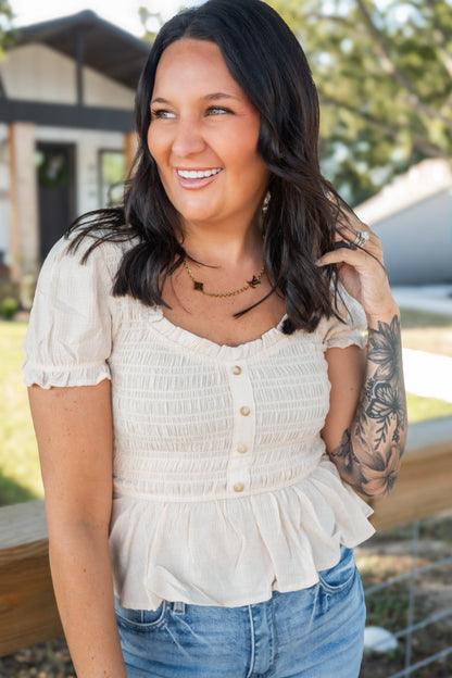 Penelope Smocked Blouse Top