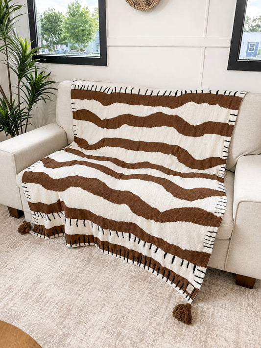 Stripe Me Up PomPom Throw Blanket