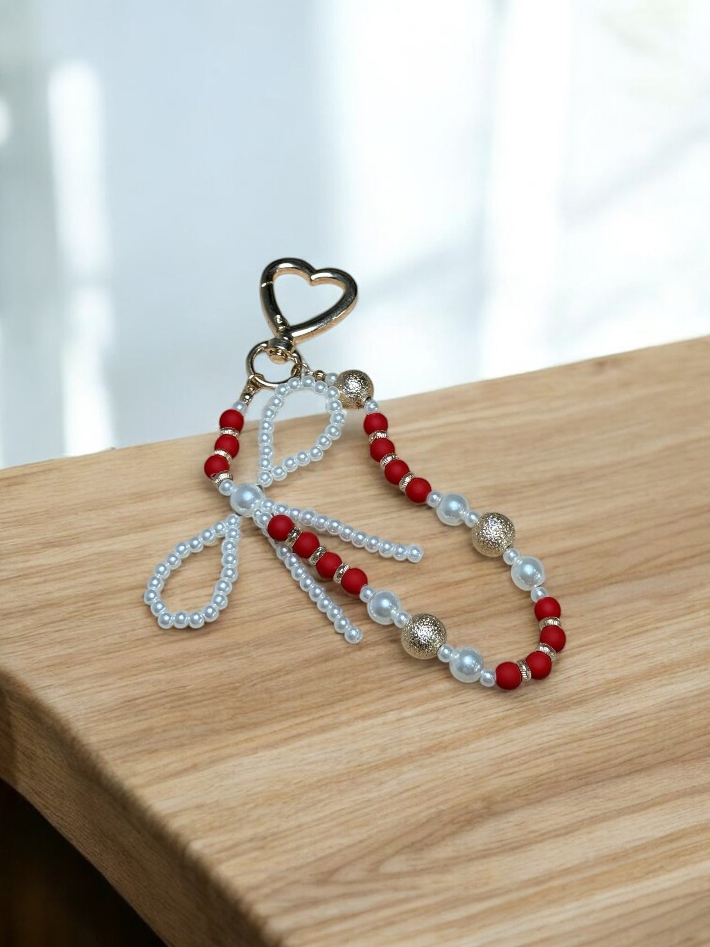Graceful Bow Beaded Keychain