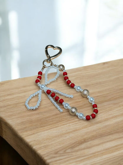 Graceful Bow Beaded Keychain