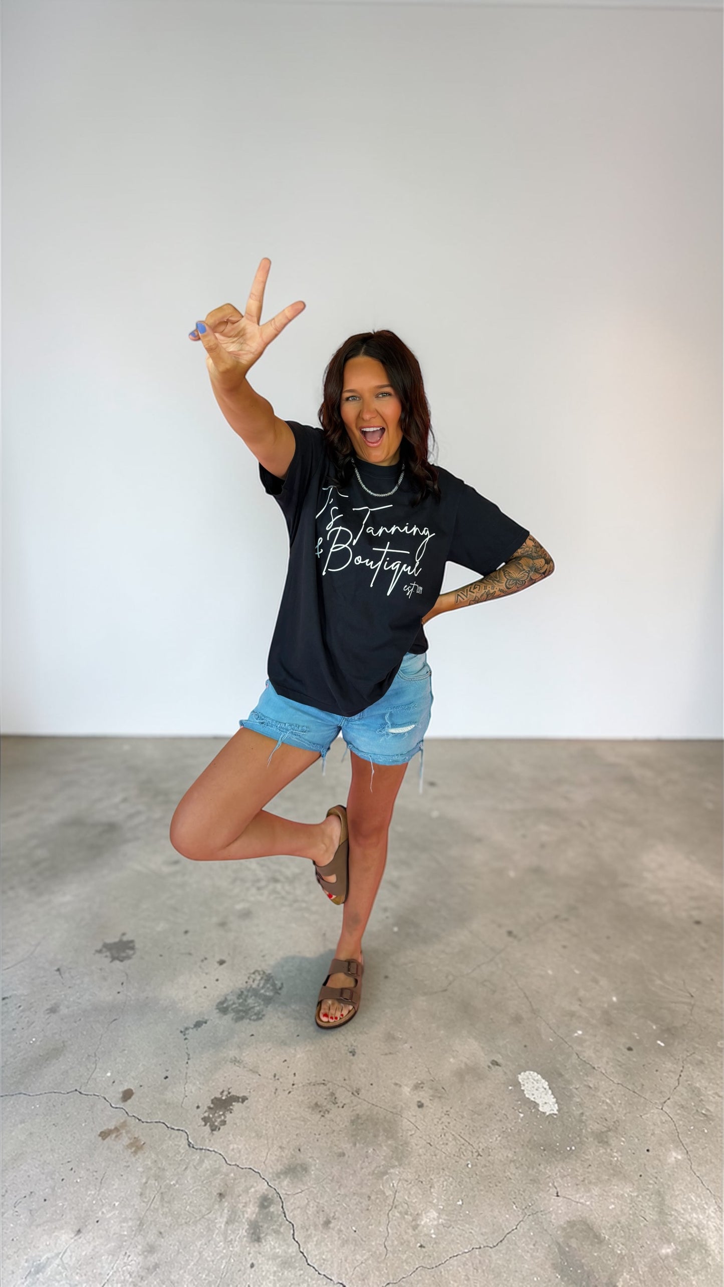 TTB Black & White Cursive Graphic T-shirt