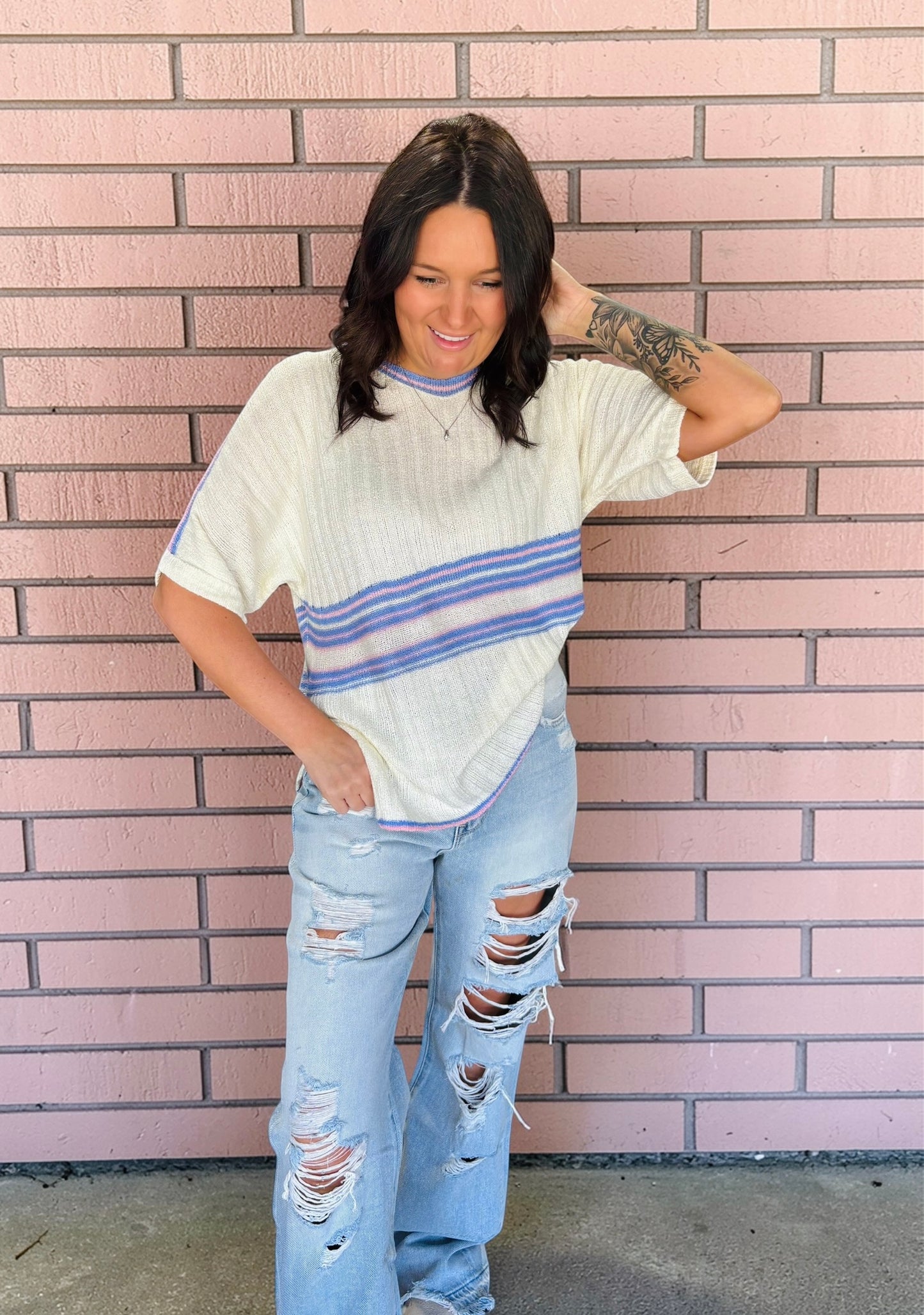 SkyPop Color‑Block Top