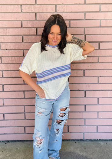 SkyPop Color‑Block Top