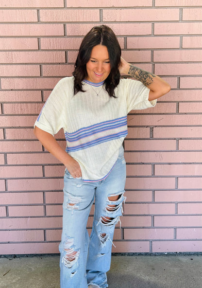 SkyPop Color‑Block Top