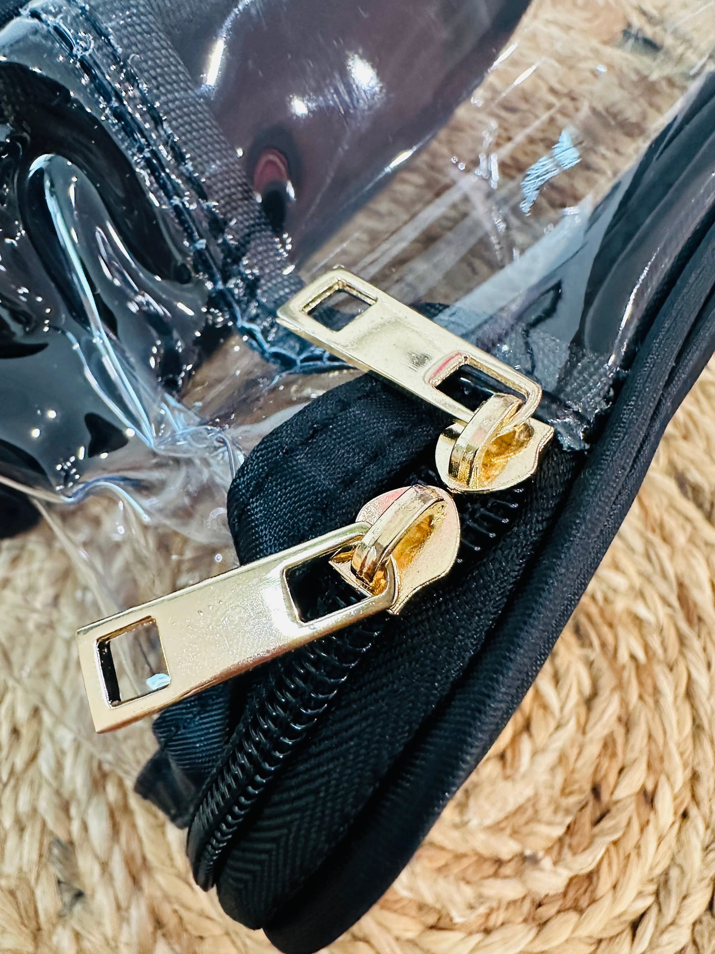 Black Glam Clear Cosmetic Make up Bag