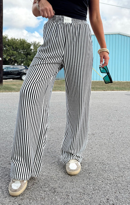 Black Stripe High Wasted Pants