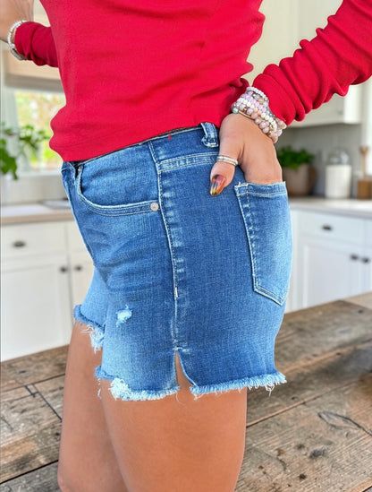Ellie Mae Frayed Hem Denim Shorts