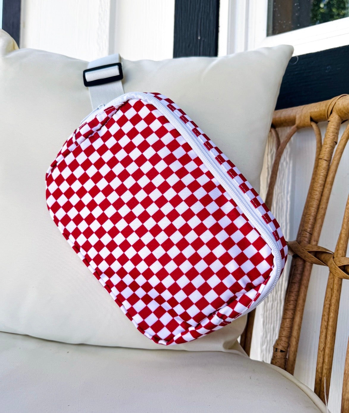 Fierce Red Checkered Crossbody Bag