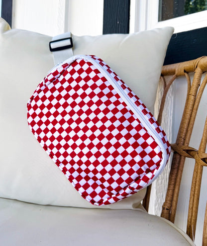 Fierce Red Checkered Crossbody Bag