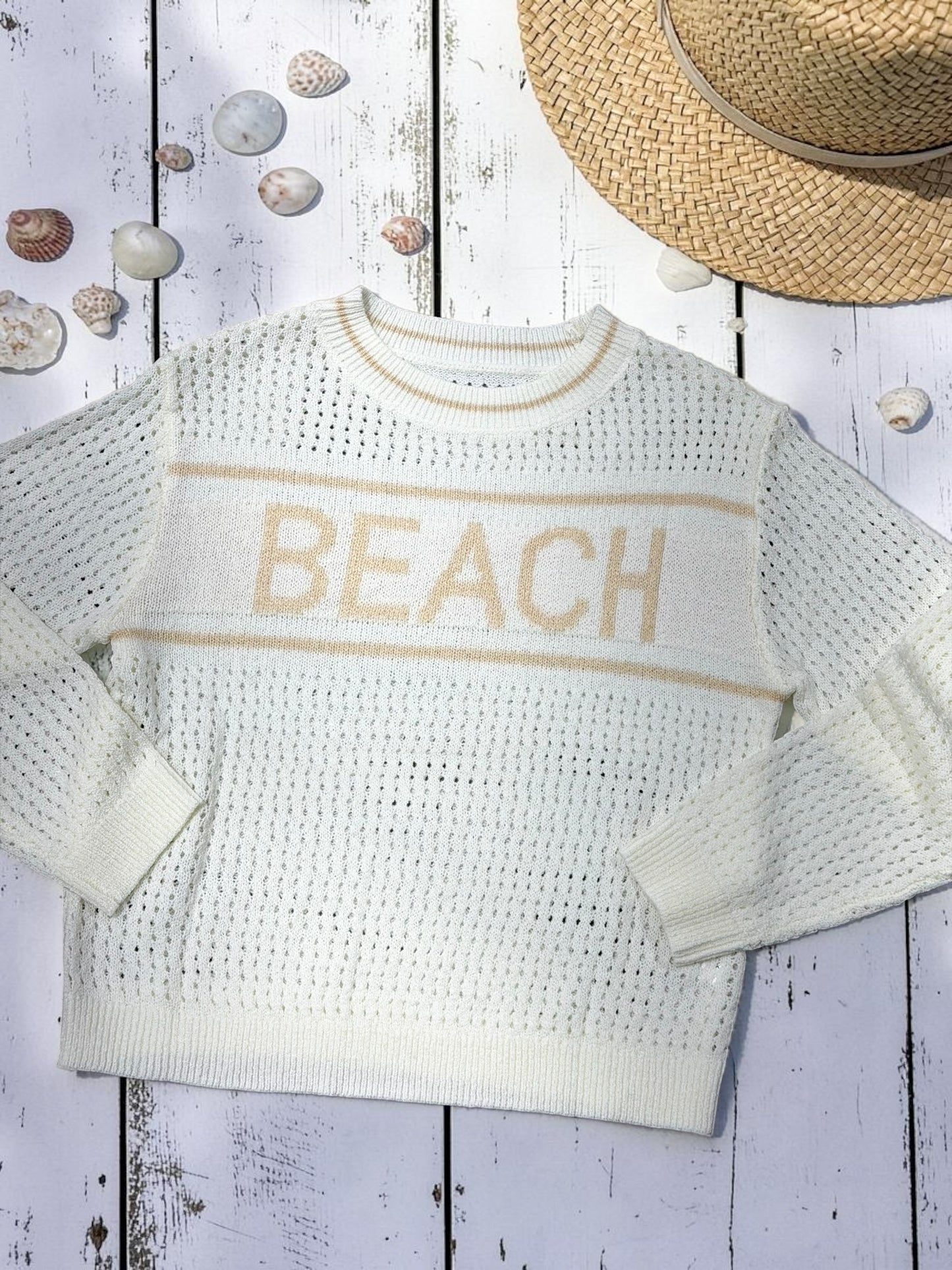 BEACH Hollow Knit Sweater Top