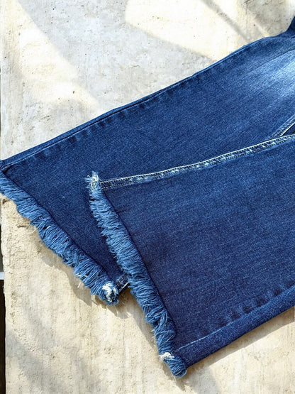 DARK WASH Route 507 Milestone Distressed Denim Flare Jeans