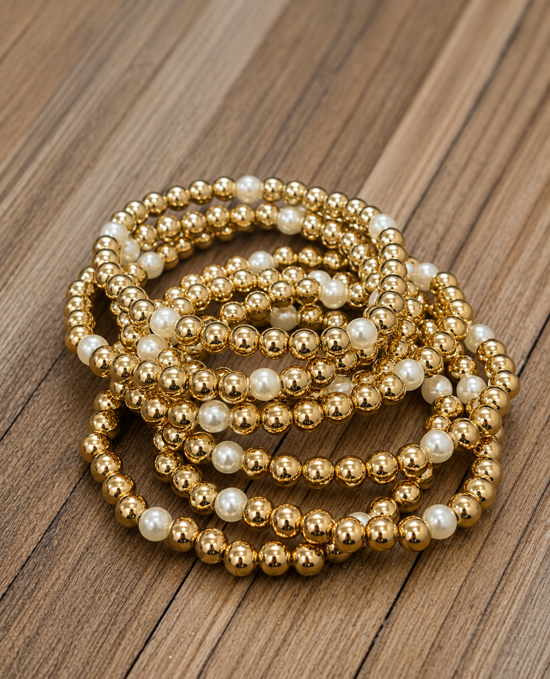Golden Pearl Grace Bracelet Set