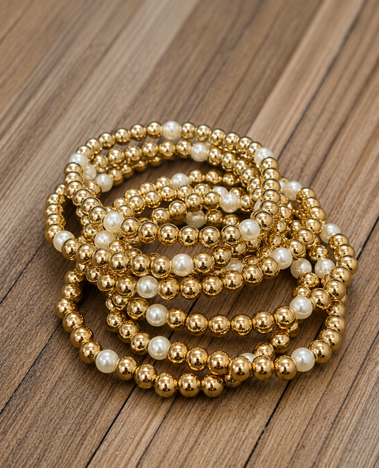 Golden Pearl Grace Bracelet Set