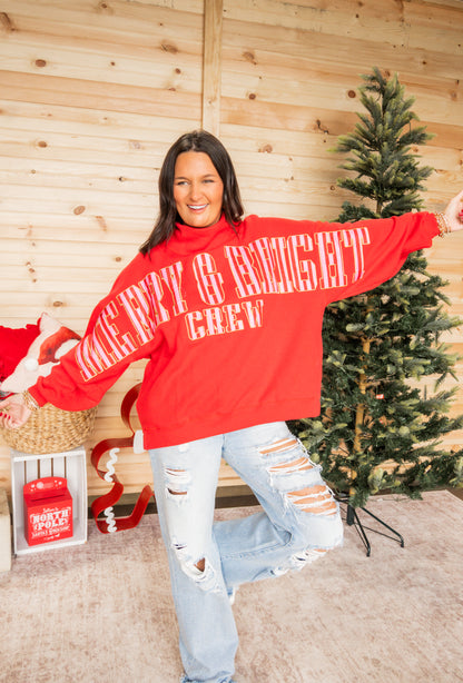 MERRY & BRIGHT Crew Mock Neck Sweatshirt