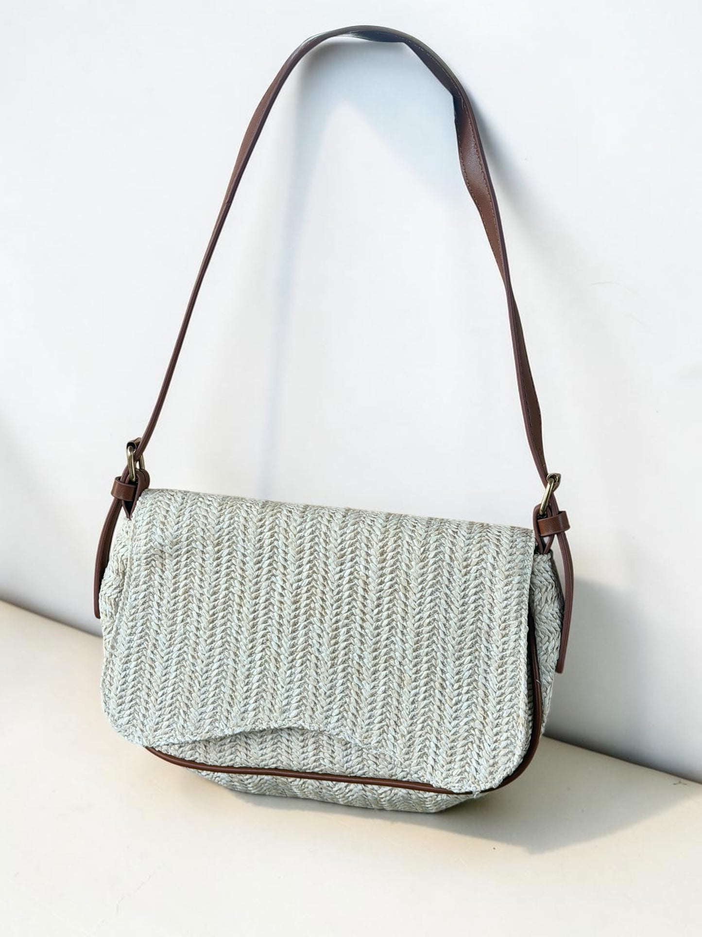 Ivory Woven Shoulder Bag