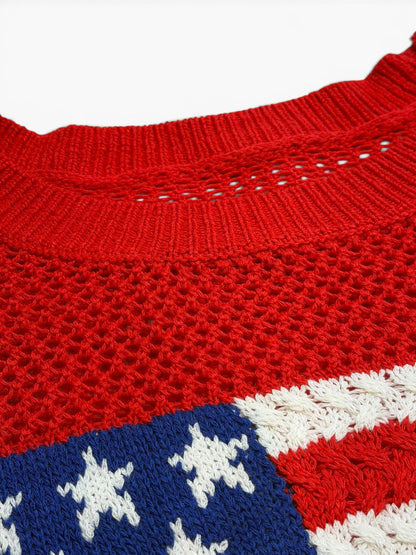 Star‑Spangled Sweater Tee Top
