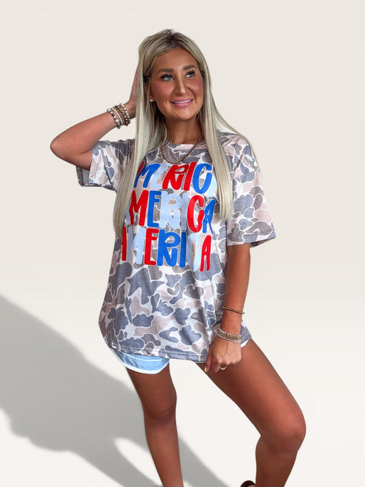 America On Camo Graphic Tshirt