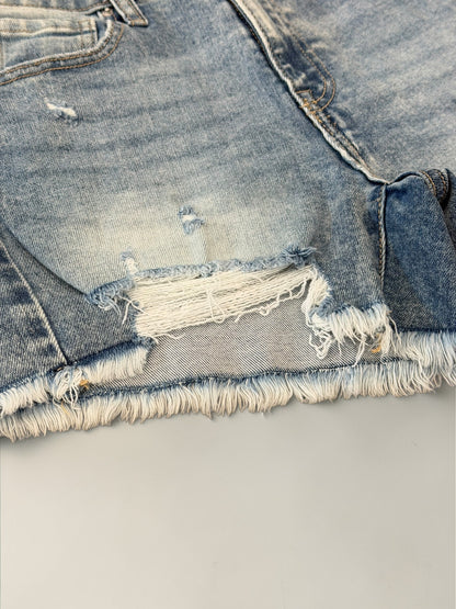 Heather Light Distressed Denim Shorts