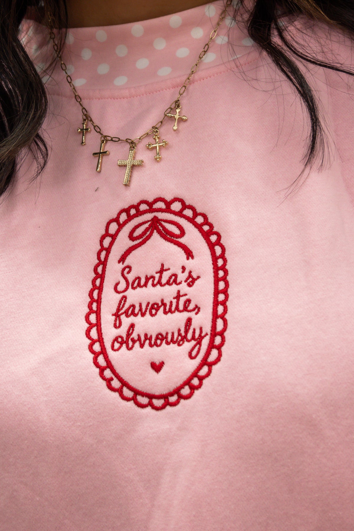 Santa's Favorite, OBVIOUSLY Embroidered Graphic Crewneck