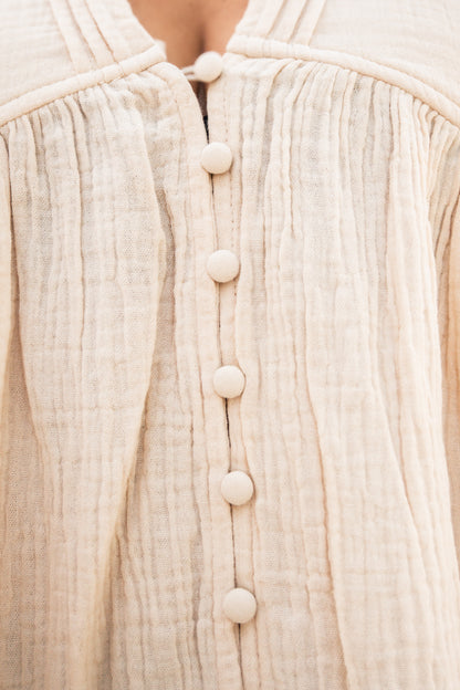 Oat Relaxed Button-Down Blouse