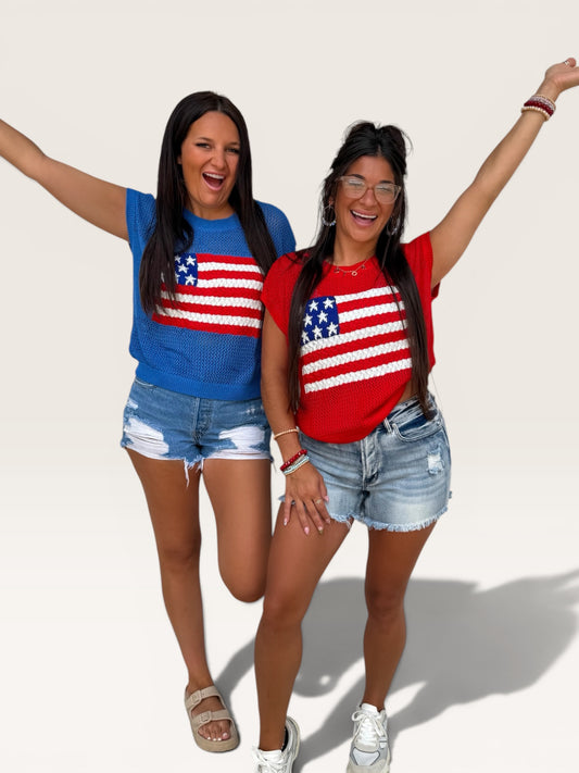 Star‑Spangled Sweater Tee Top