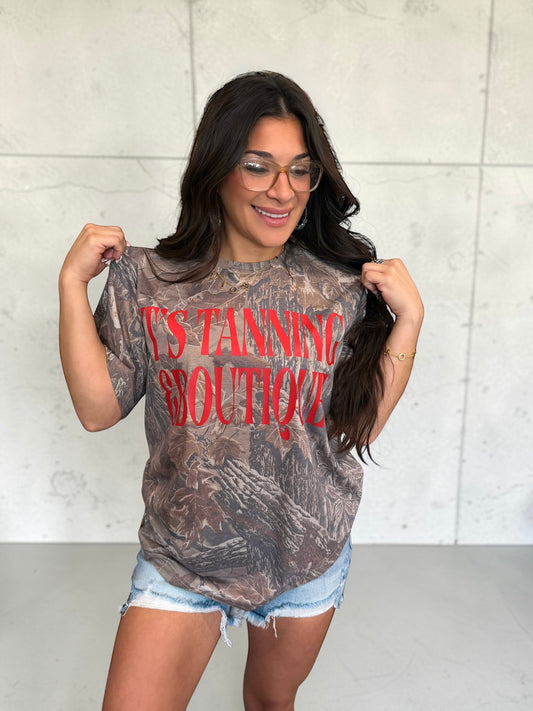 Red On Camo T's Tanning Graphic T-Shirt