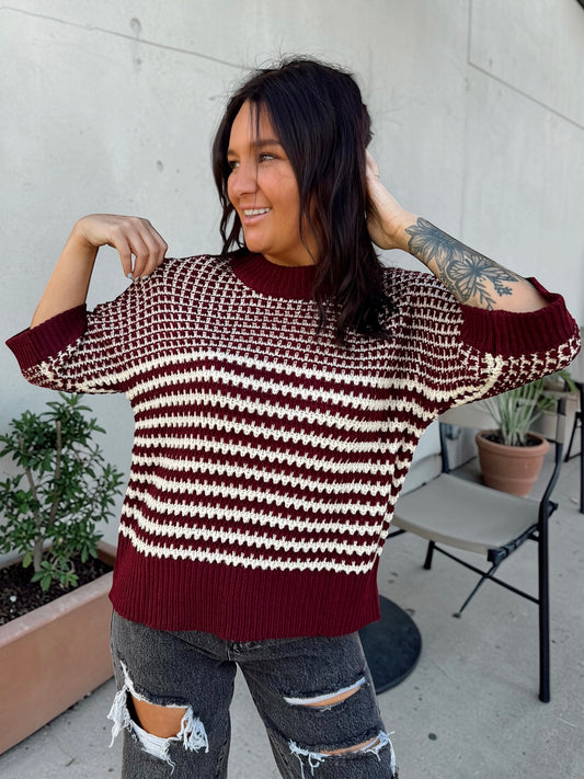 Crimson Drape Sweater Top