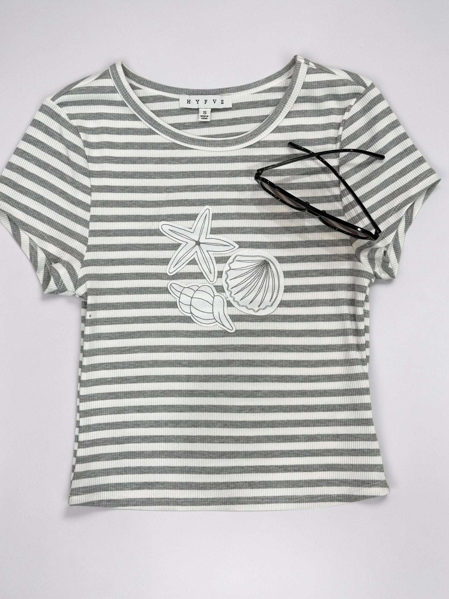 Shells And Stripes Fitted Top