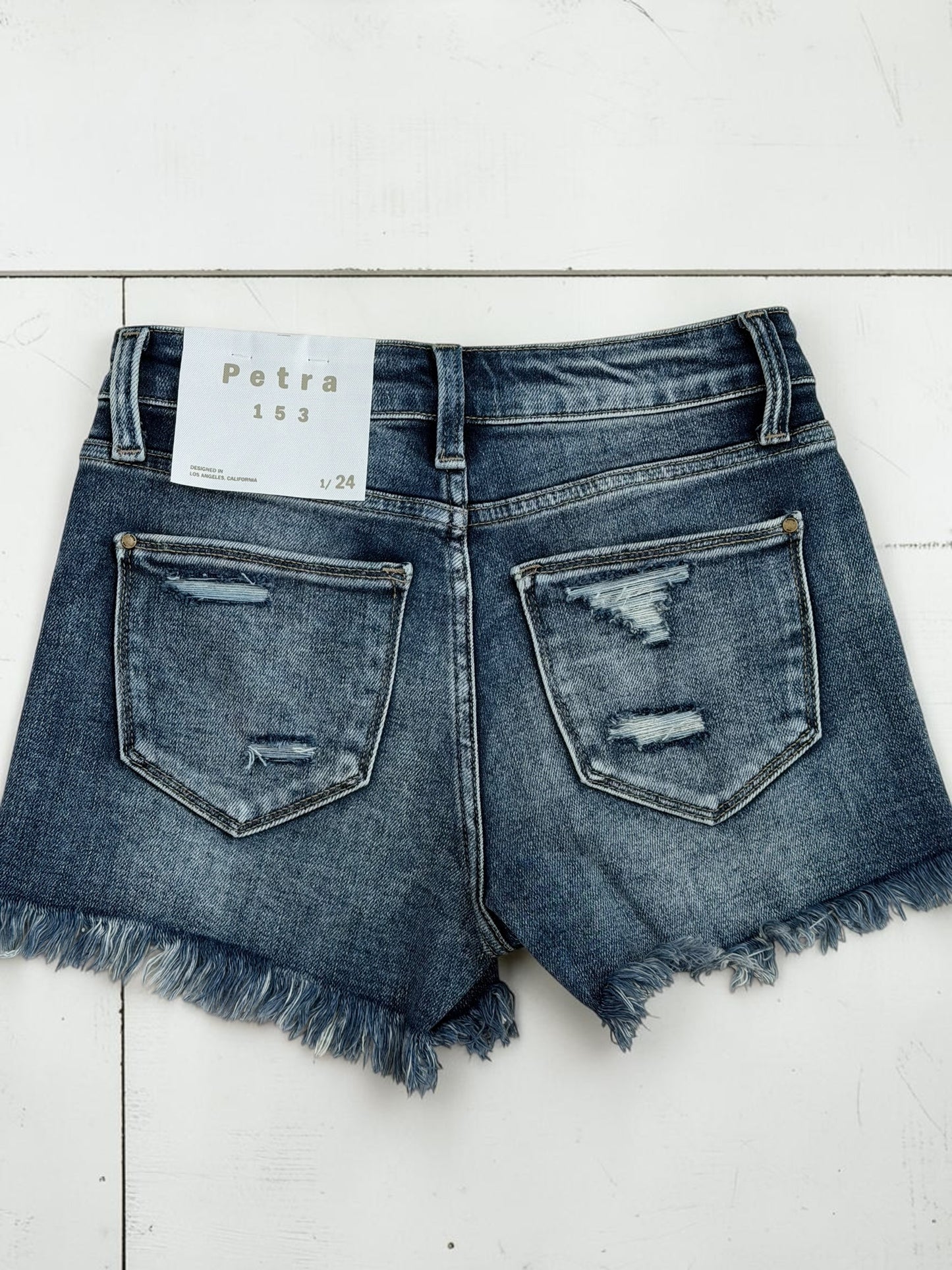 Jasmine Dark Wash Distressed Denim Shorts