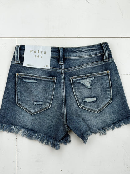 Jasmine Dark Wash Distressed Denim Shorts