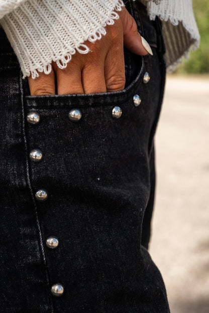 Reese Rebel Studded Black Denim Jeans
