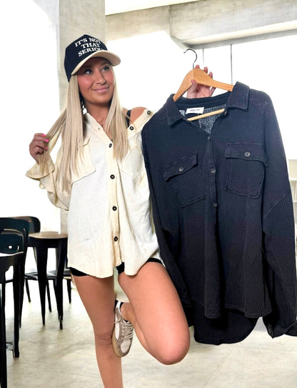 Harvest Ridge Mineral Washed Corduroy Shacket Top