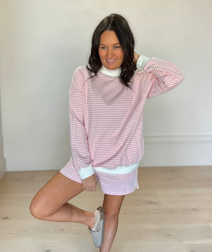 Pink Horizon Stripe Lounge Set