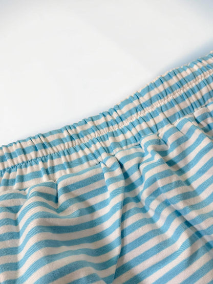Sky Blue Stripe Shorts Set