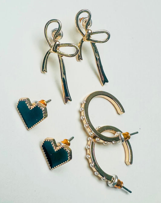 Tie Me In Ribbons and Bows Trio Earring Set