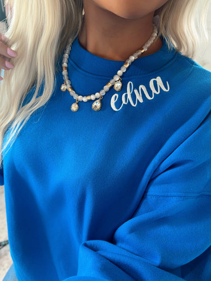 EDNA Embroidered Collar Crewneck