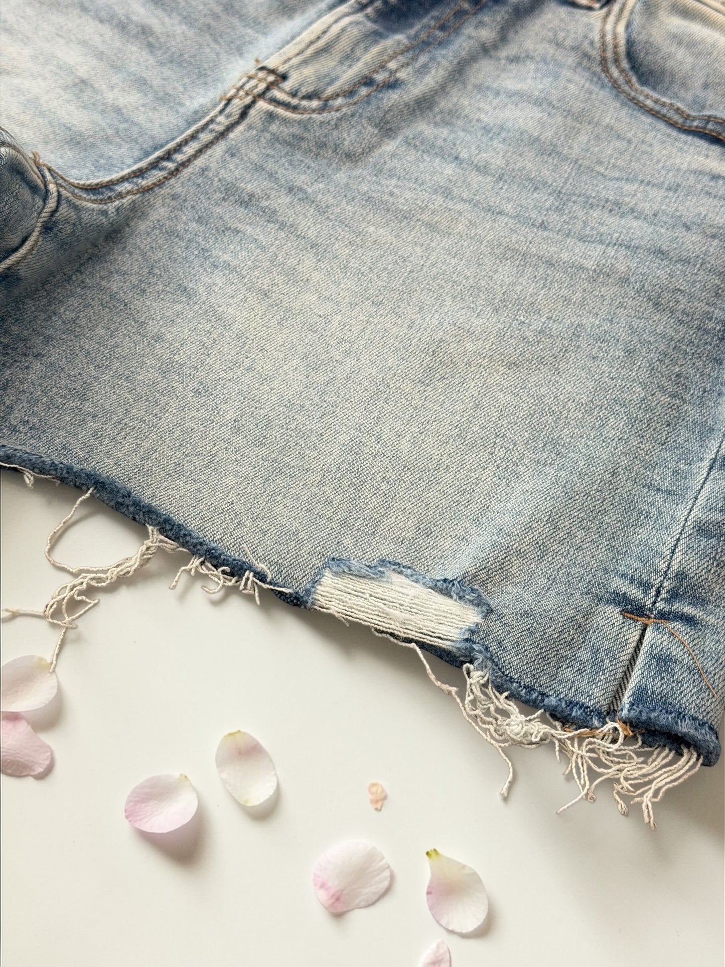 Stephanie Distressed Hem Denim Shorts