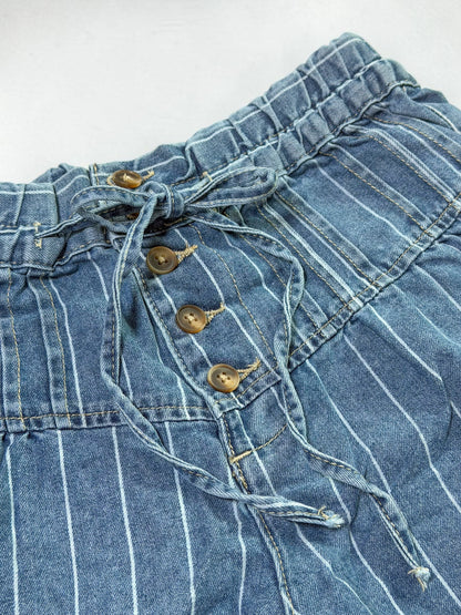 Blue Stripes Denim Drawstring Shorts